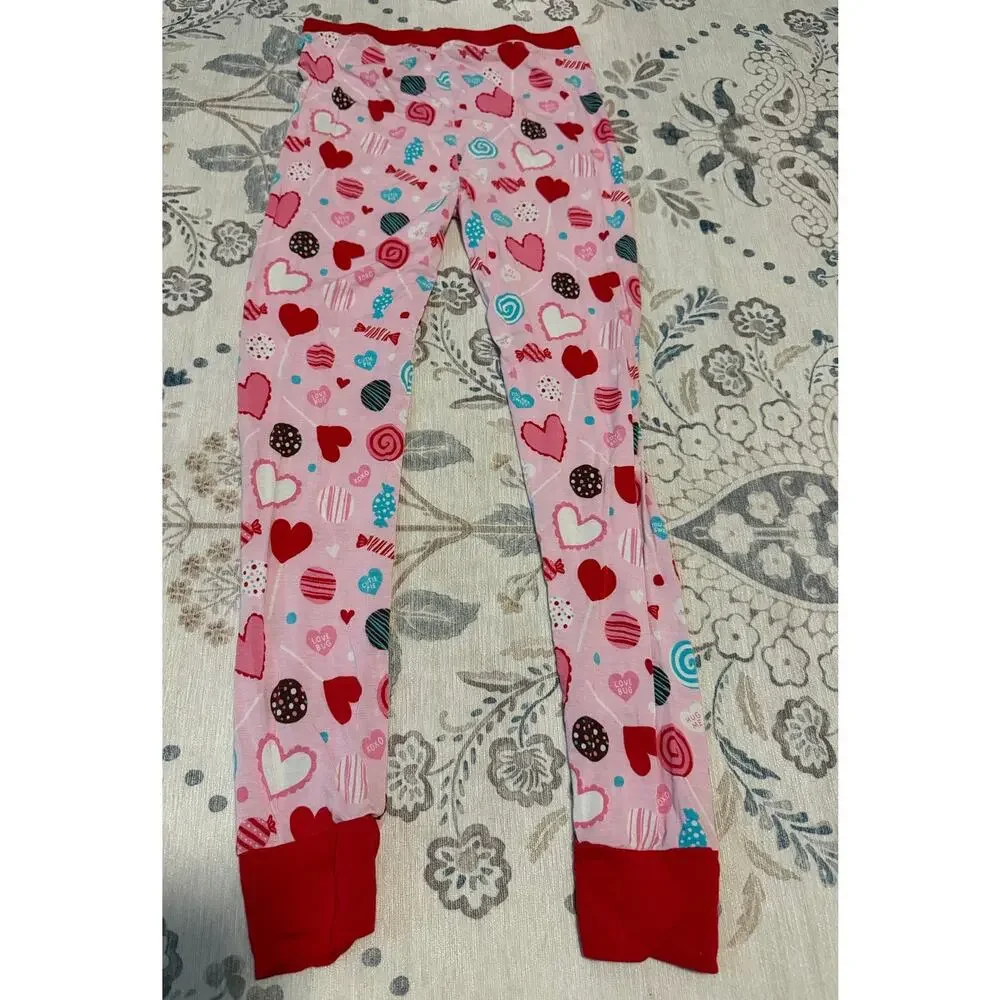 Little Sleepies Sweet Valentine Pajamas Two Piece Set Youth Size 9/10 Pink Red